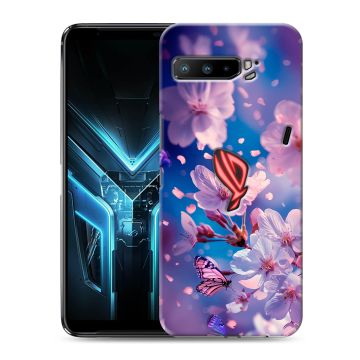 Силиконовый противоударный чехол на ASUS ROG Phone 3 с принтом цветы бабочки Силиконовый противоударный чехол на ASUS ROG Phone 3 с принтом цветы бабочки