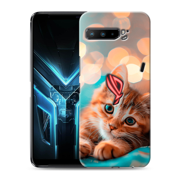 Силиконовый противоударный чехол на ASUS ROG Phone 3 с принтом котик Силиконовый противоударный чехол на ASUS ROG Phone 3 с принтом котик