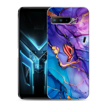 Силиконовый противоударный чехол на ASUS ROG Phone 3 с принтом синий мрамор Силиконовый противоударный чехол на ASUS ROG Phone 3 с принтом синий мрамор