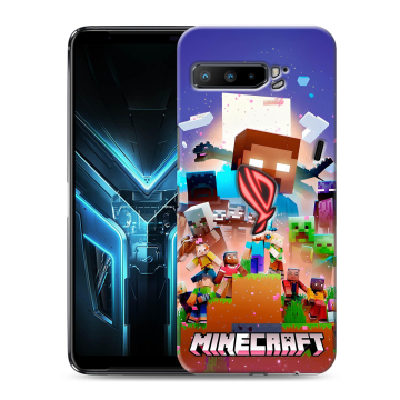 Силиконовый противоударный чехол на ASUS ROG Phone 3 с принтом Майнкрафт Minecraft