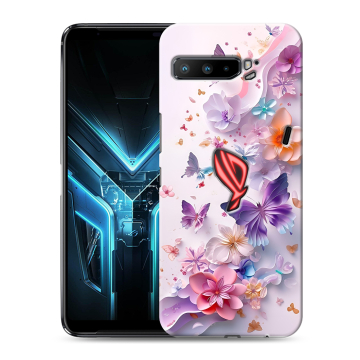 Силиконовый противоударный чехол на ASUS ROG Phone 3 с принтом цветы бабочки Силиконовый противоударный чехол на ASUS ROG Phone 3 с принтом цветы бабочки