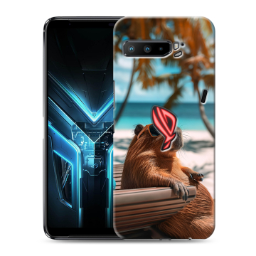 Силиконовый противоударный чехол на ASUS ROG Phone 3 с принтом Капибара Силиконовый противоударный чехол на ASUS ROG Phone 3 с принтом Капибара