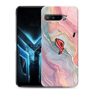 Силиконовый противоударный чехол на ASUS ROG Phone 3 с принтом розовый мрамор Силиконовый противоударный чехол на ASUS ROG Phone 3 с принтом розовый мрамор