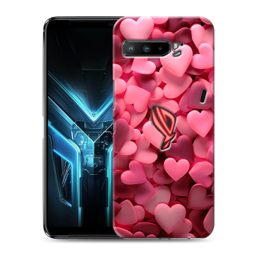 Силиконовый противоударный чехол на ASUS ROG Phone 3 с принтом розовые сердечки Силиконовый противоударный чехол на ASUS ROG Phone 3 с принтом розовые сердечки