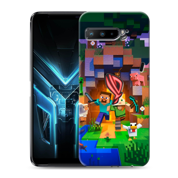 Силиконовый противоударный чехол на ASUS ROG Phone 3 с принтом Майнкрафт Minecraft