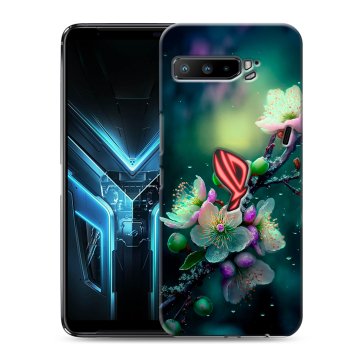 Силиконовый противоударный чехол на ASUS ROG Phone 3 с принтом Цветы и мрамор Силиконовый противоударный чехол на ASUS ROG Phone 3 с принтом Цветы и мрамор