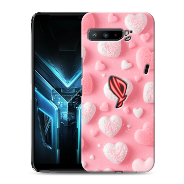 Силиконовый противоударный чехол на ASUS ROG Phone 3 с принтом Сердечки