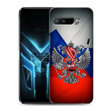 Силиконовый противоударный чехол на ASUS ROG Phone 3 с принтом Флаг России