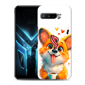 Силиконовый противоударный чехол на ASUS ROG Phone 3 с принтом корги Силиконовый противоударный чехол на ASUS ROG Phone 3 с принтом корги