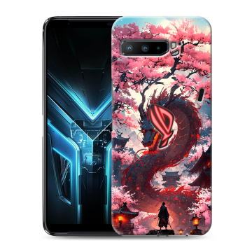 Силиконовый противоударный чехол на ASUS ROG Phone 3 с принтом Дракон Японский Силиконовый противоударный чехол на ASUS ROG Phone 3 с принтом Дракон Японский