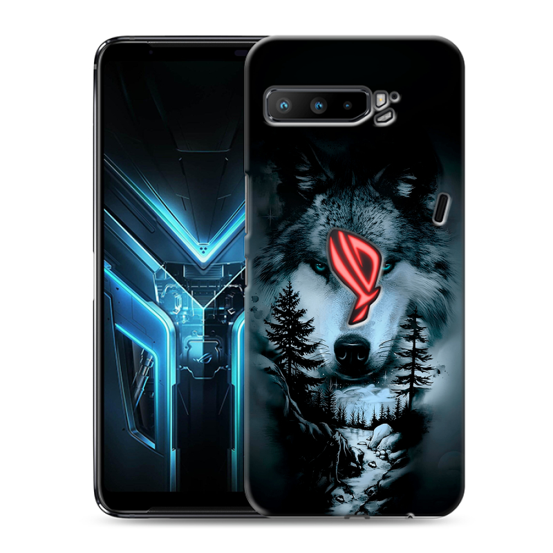 Силиконовый противоударный чехол на ASUS ROG Phone 3 с принтом Лесной волк Силиконовый противоударный чехол на ASUS ROG Phone 3 с принтом Лесной волк
