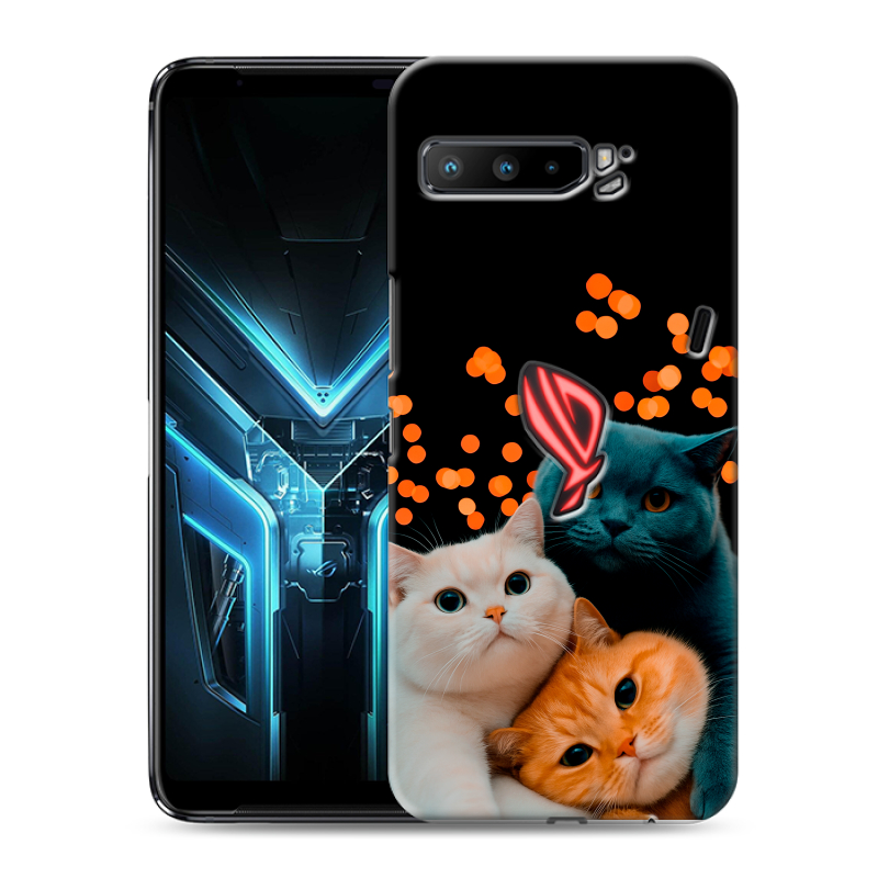 Силиконовый противоударный чехол на ASUS ROG Phone 3 с принтом Кошки Силиконовый противоударный чехол на ASUS ROG Phone 3 с принтом Кошки