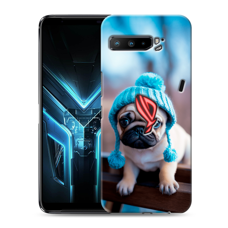 Силиконовый противоударный чехол на ASUS ROG Phone 3 с принтом Мопс в шапке Силиконовый противоударный чехол на ASUS ROG Phone 3 с принтом Мопс в шапке