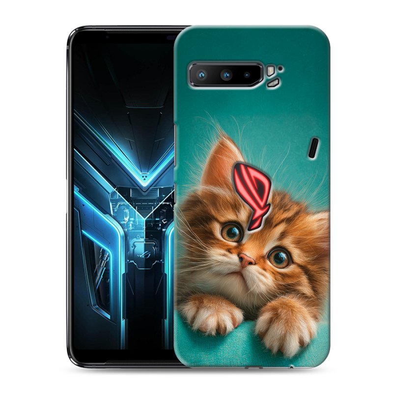 Силиконовый противоударный чехол на ASUS ROG Phone 3 с принтом котенок Силиконовый противоударный чехол на ASUS ROG Phone 3 с принтом котенок