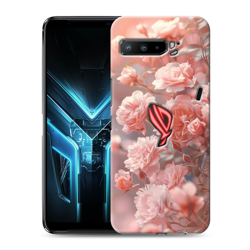 Силиконовый противоударный чехол на ASUS ROG Phone 3 с принтом Розовые розы Силиконовый противоударный чехол на ASUS ROG Phone 3 с принтом Розовые розы