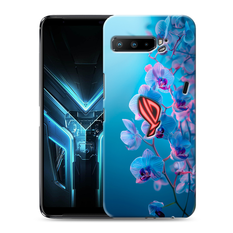 Силиконовый противоударный чехол на ASUS ROG Phone 3 с принтом голубые орхидеи Силиконовый противоударный чехол на ASUS ROG Phone 3 с принтом голубые орхидеи