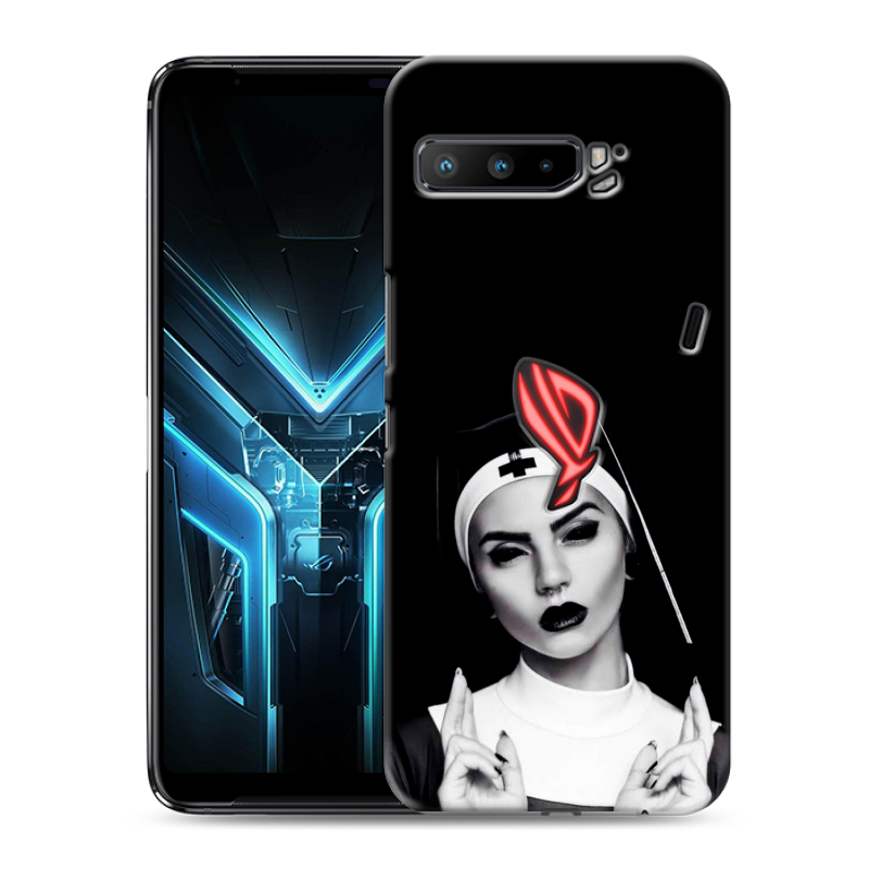 Силиконовый противоударный чехол на ASUS ROG Phone 3 с принтом монашка Силиконовый противоударный чехол на ASUS ROG Phone 3 с принтом монашка