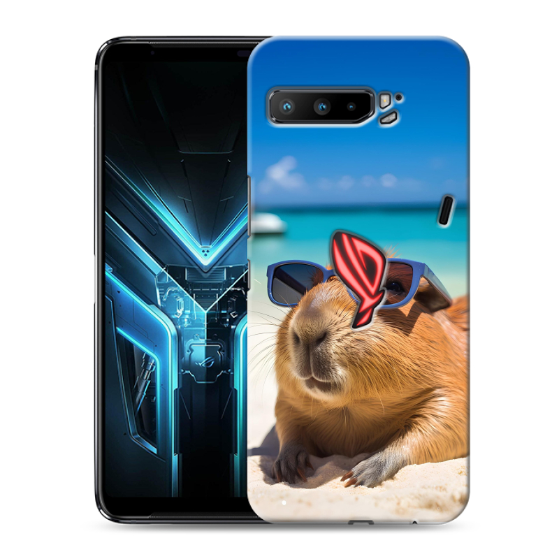 Силиконовый противоударный чехол на ASUS ROG Phone 3 с принтом Капибара Силиконовый противоударный чехол на ASUS ROG Phone 3 с принтом Капибара