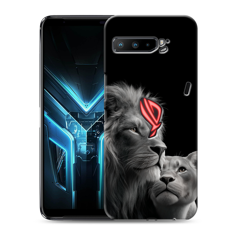 Силиконовый противоударный чехол на ASUS ROG Phone 3 с принтом Лев кошки Силиконовый противоударный чехол на ASUS ROG Phone 3 с принтом Лев кошки