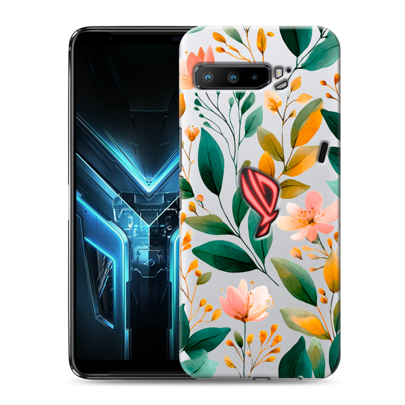 Силиконовый противоударный чехол на ASUS ROG Phone 3 с принтом Цветы паттерн Силиконовый противоударный чехол на ASUS ROG Phone 3 с принтом Цветы паттерн