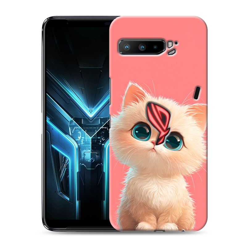 Силиконовый противоударный чехол на ASUS ROG Phone 3 с принтом Розовый котенок Силиконовый противоударный чехол на ASUS ROG Phone 3 с принтом Розовый котенок