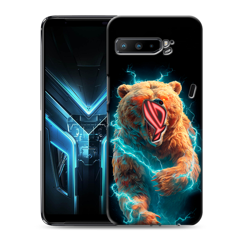 Силиконовый противоударный чехол на ASUS ROG Phone 3 с принтом Медведь Силиконовый противоударный чехол на ASUS ROG Phone 3 с принтом Медведь
