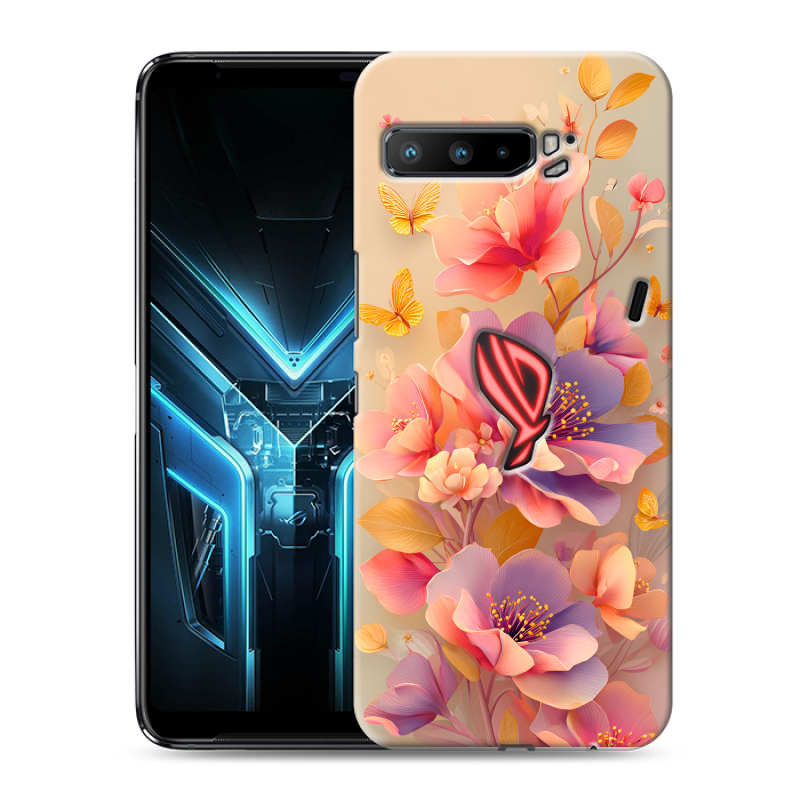 Силиконовый противоударный чехол на ASUS ROG Phone 3 с принтом Цветы и бабочки Силиконовый противоударный чехол на ASUS ROG Phone 3 с принтом Цветы и бабочки