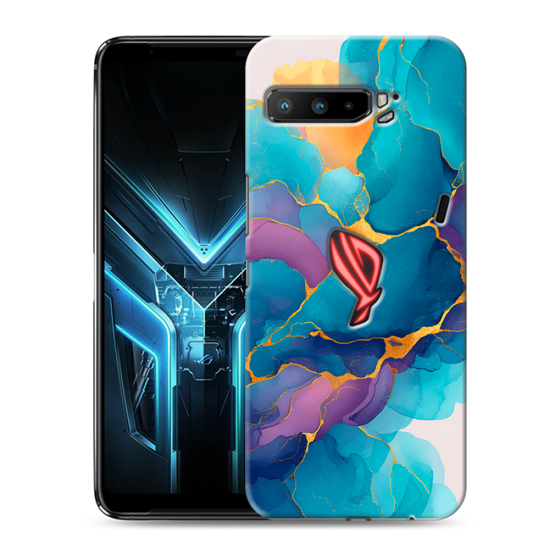 Силиконовый противоударный чехол на ASUS ROG Phone 3 с принтом Мрамор блестки Силиконовый противоударный чехол на ASUS ROG Phone 3 с принтом Мрамор блестки
