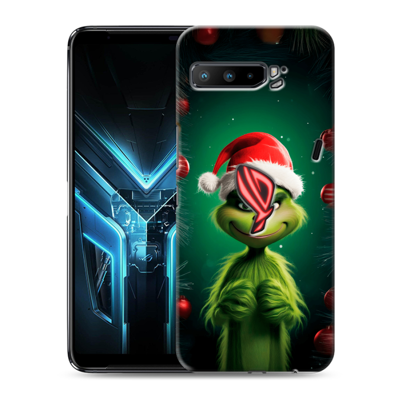 Силиконовый противоударный чехол на ASUS ROG Phone 3 с принтом Гринч Новый год Рождество Силиконовый противоударный чехол на ASUS ROG Phone 3 с принтом Гринч Новый год Рождество