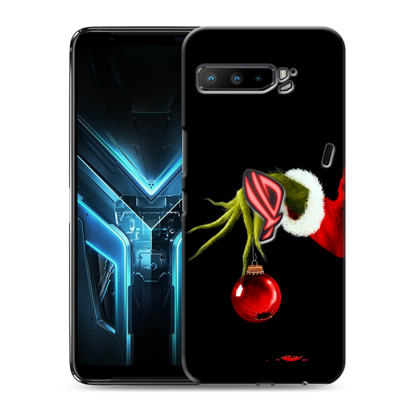 Силиконовый противоударный чехол на ASUS ROG Phone 3 с принтом Новый год Гринч Силиконовый противоударный чехол на ASUS ROG Phone 3 с принтом Новый год Гринч