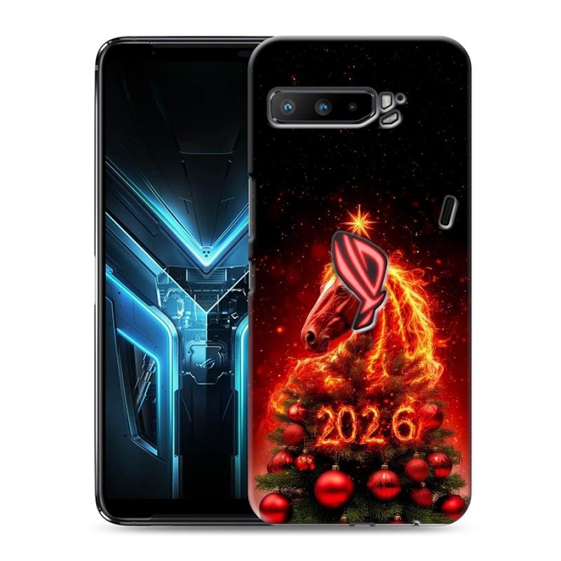 Силиконовый противоударный чехол на ASUS ROG Phone 3 с принтом Новый год Силиконовый противоударный чехол на ASUS ROG Phone 3 с принтом Новый год