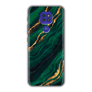 Силиконовый чехол на Motorola Moto G9 Play с принтом Мрамор зеленое золото