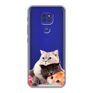 Силиконовый чехол на Motorola Moto G9 Play с принтом Кошки