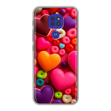 Силиконовый чехол на Motorola Moto G9 Play с принтом Сердечки
