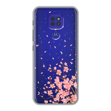 Силиконовый чехол на Motorola Moto G9 Play с принтом Ветка сакуры