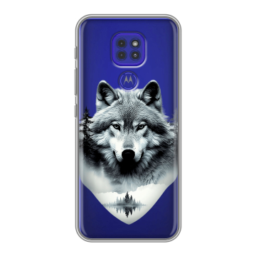 Силиконовый чехол на Motorola Moto G9 Play с принтом Волк в лесу