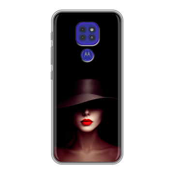 Силиконовый чехол на Motorola Moto G9 Play с принтом Девушка в шляпе