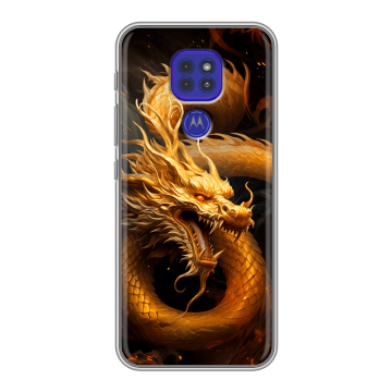 Силиконовый чехол на Motorola Moto G9 Play с принтом Золотой дракон