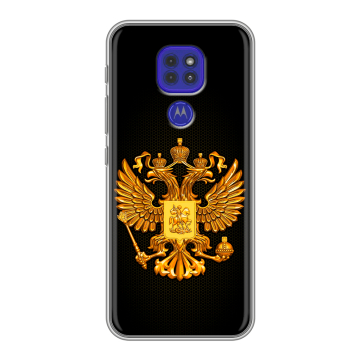 Силиконовый чехол на Motorola Moto G9 Play с принтом Герб России желтый