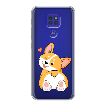 Силиконовый чехол на Motorola Moto G9 Play с принтом Корги