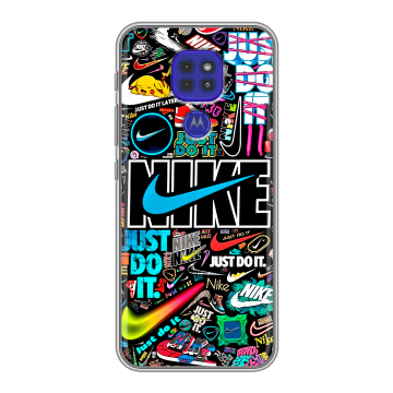 Силиконовый чехол на Motorola Moto G9 Play с принтом найк nike черный