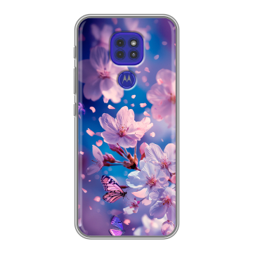 Силиконовый чехол на Motorola Moto G9 Play с принтом цветы бабочки