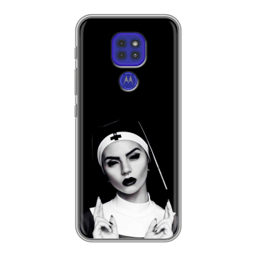 Силиконовый чехол на Motorola Moto G9 Play с принтом монашка