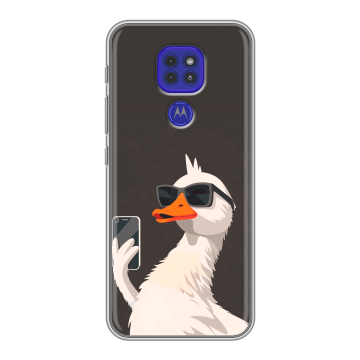 Силиконовый чехол на Motorola Moto G9 Play с принтом утка в очках