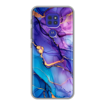 Силиконовый чехол на Motorola Moto G9 Play с принтом синий мрамор