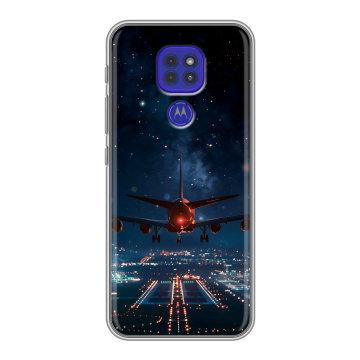 Силиконовый чехол на Motorola Moto G9 Play с принтом самолет