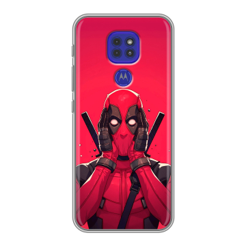 Силиконовый чехол на Motorola Moto G9 Play с принтом Дедпул Deadpool