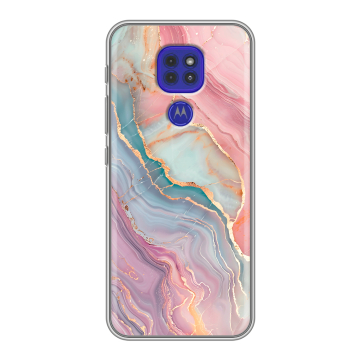 Силиконовый чехол на Motorola Moto G9 Play с принтом розовый мрамор