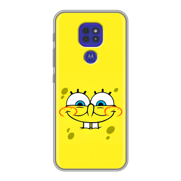 Силиконовый чехол на Motorola Moto G9 Play с принтом спанчбоб спанч боб