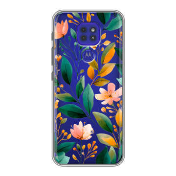 Силиконовый чехол на Motorola Moto G9 Play с принтом Цветы паттерн Силиконовый чехол на Motorola Moto G9 Play с принтом Цветы паттерн